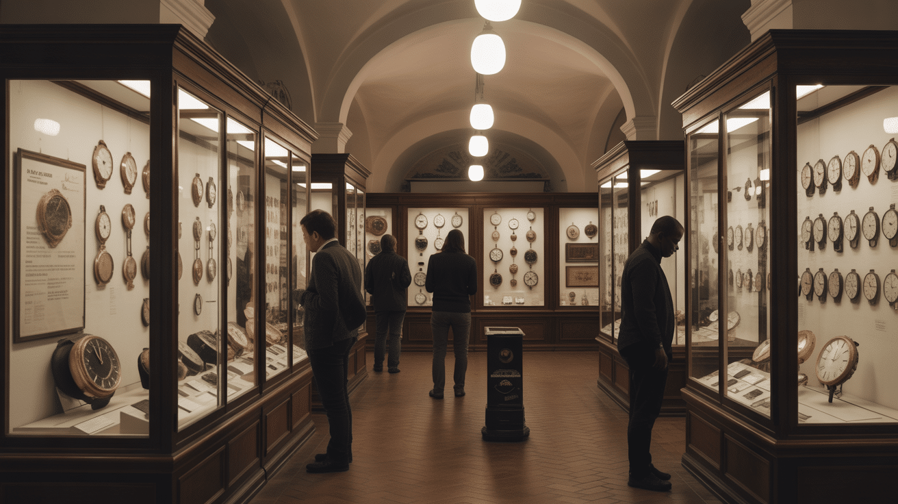 intérieur maison du temps vitrines horloges