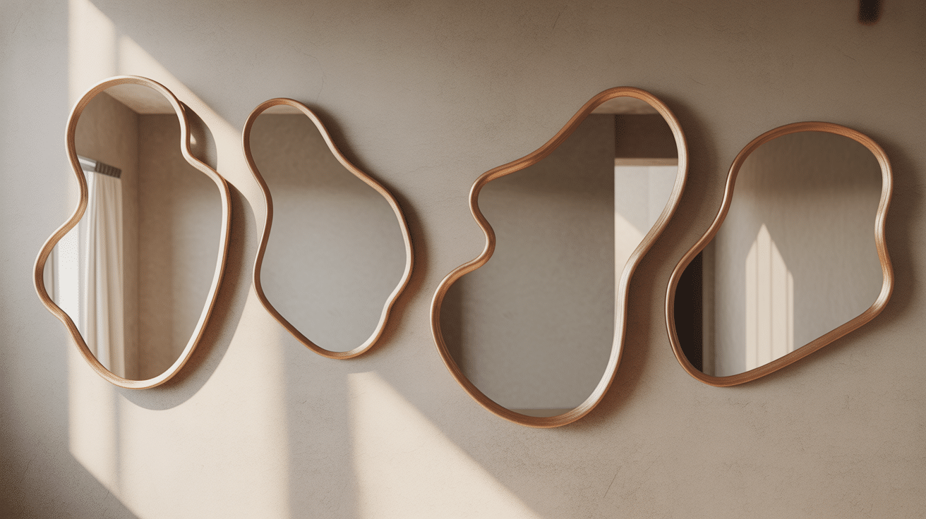 Collection miroirs organiques sur mur