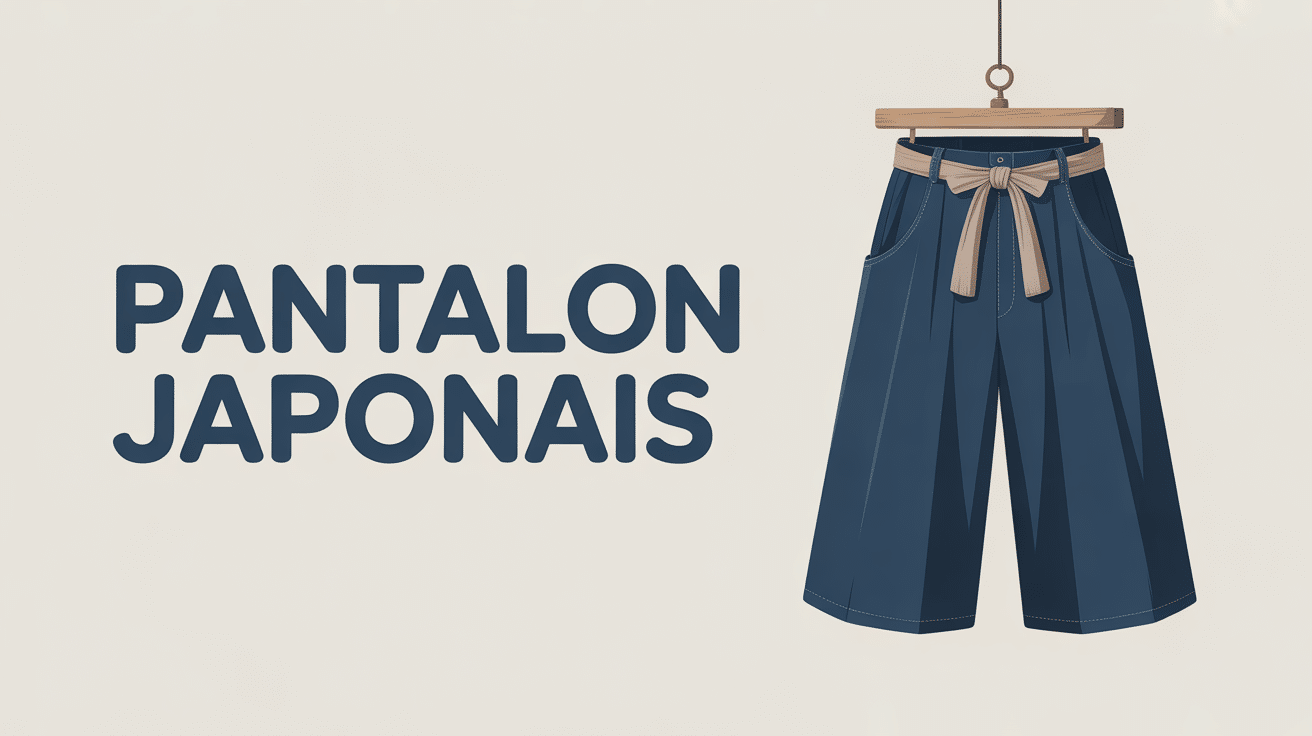 Pantalon japonais ample coton indigo ambiance zen moderne