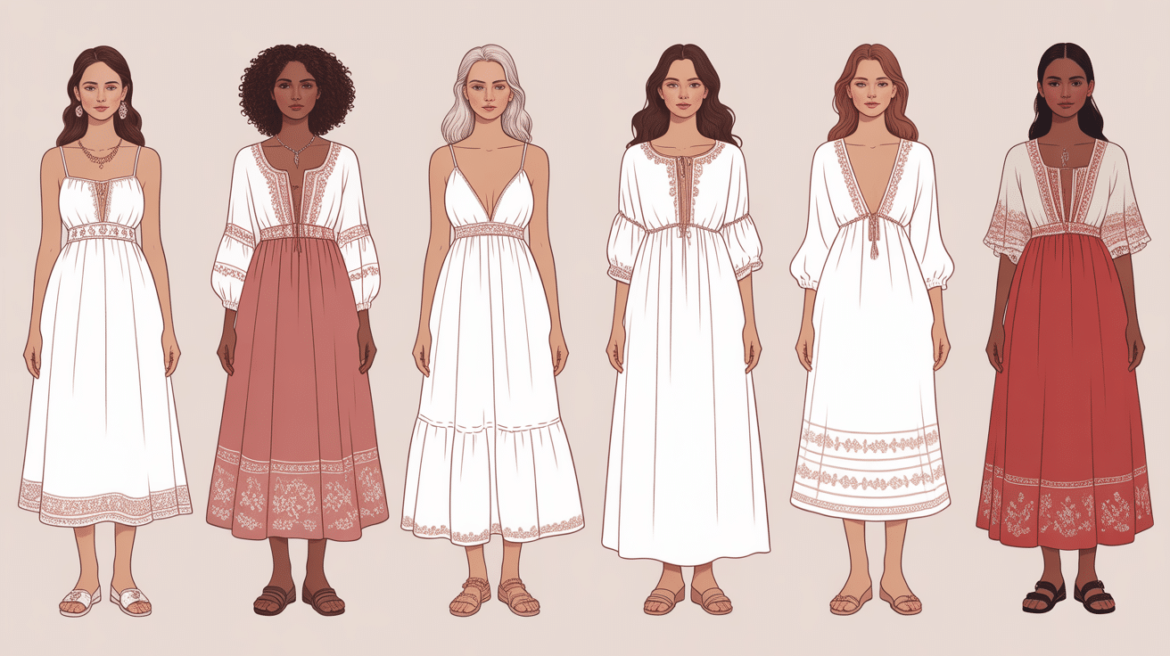 silhouettes coupes robe boheme blanche