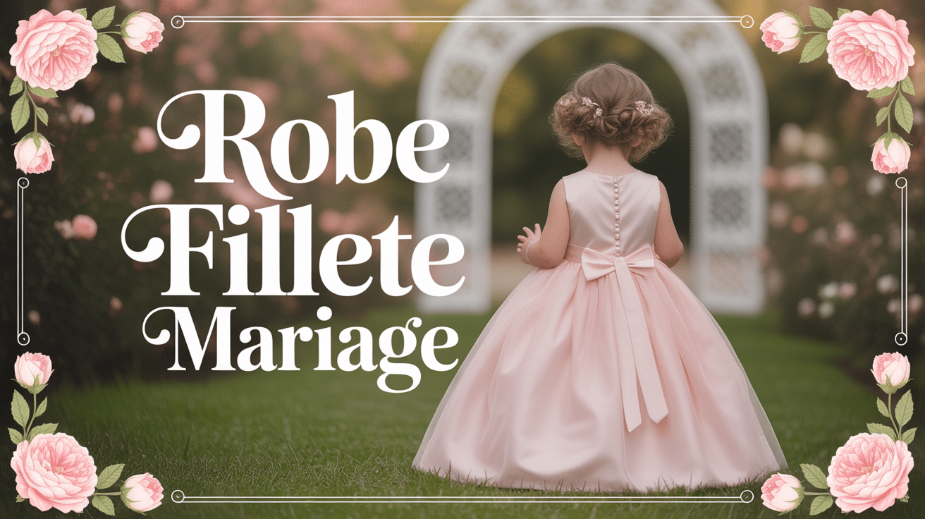 Petite fille en robes fillette mariage rose dans jardin