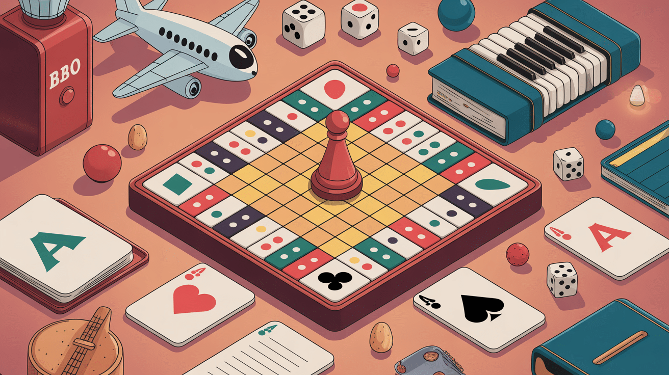 Objets en a pour jeux de société vue dessus