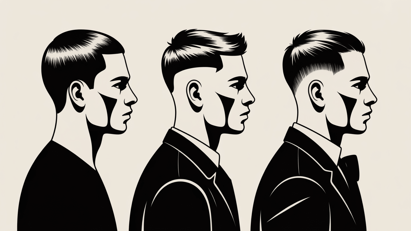 Trois profils coupe militaire buzz cut crew cut high and tight