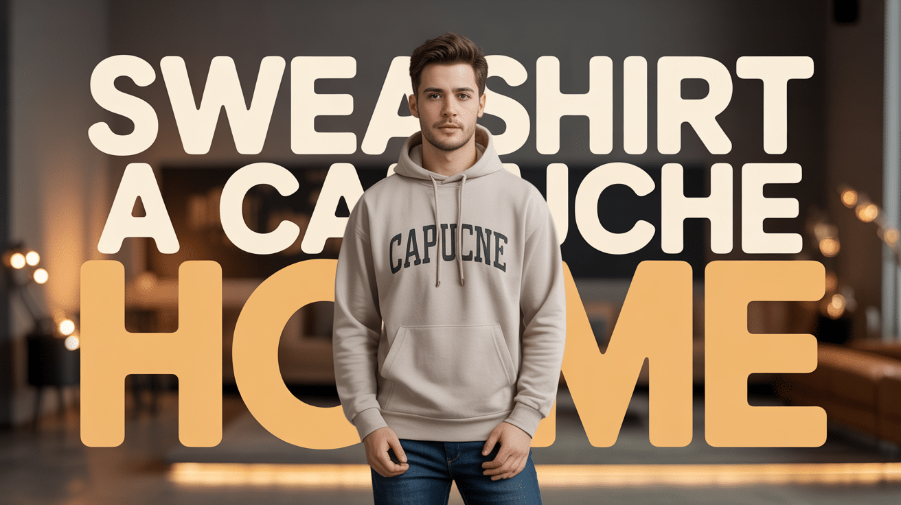 sweat shirt a capuche homme moderne sur fond minimaliste