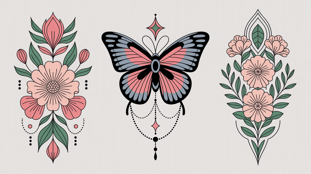 Motifs tatouage dorsale femme fleurs mandalas