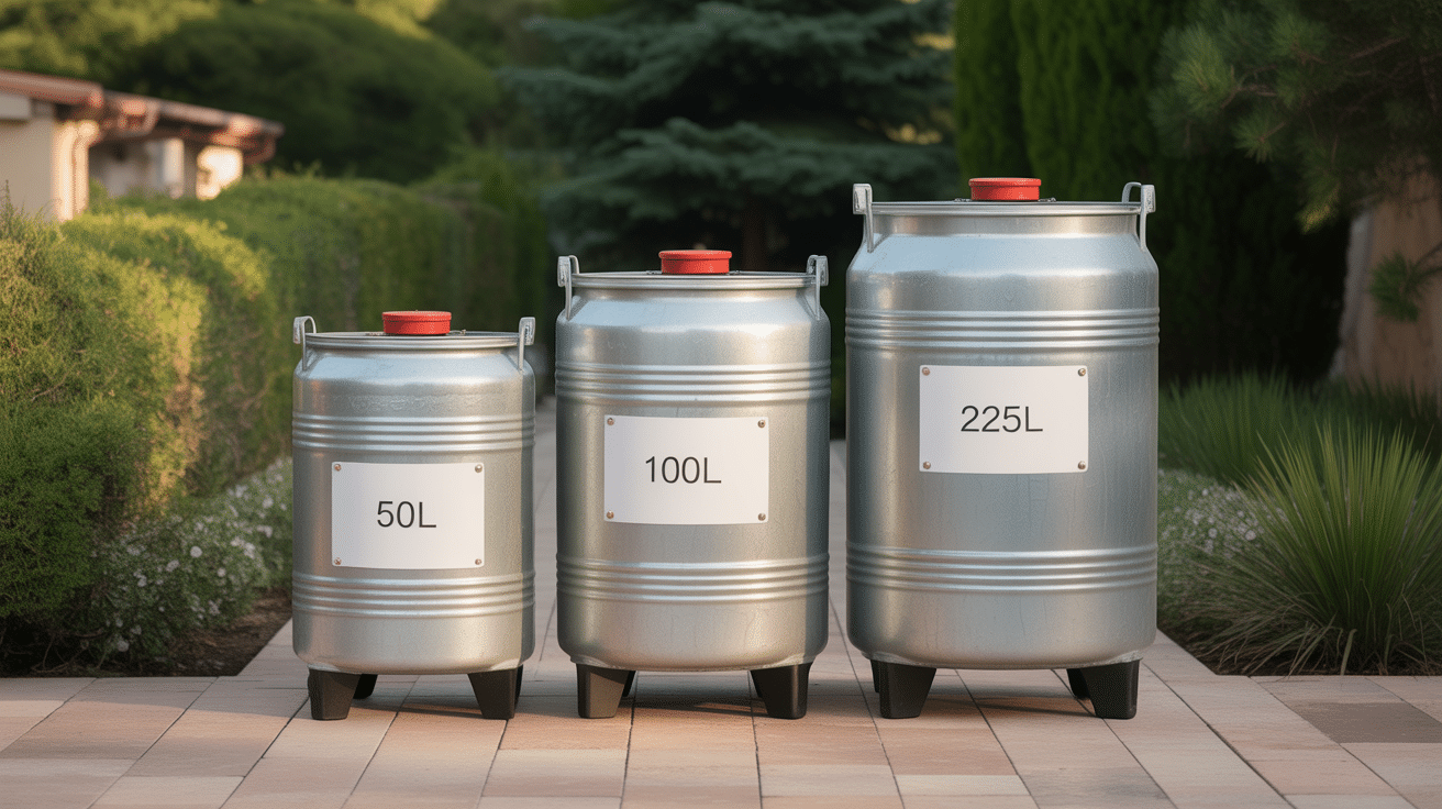 Différentes tailles de tonneau en bois 50L 100L 225L