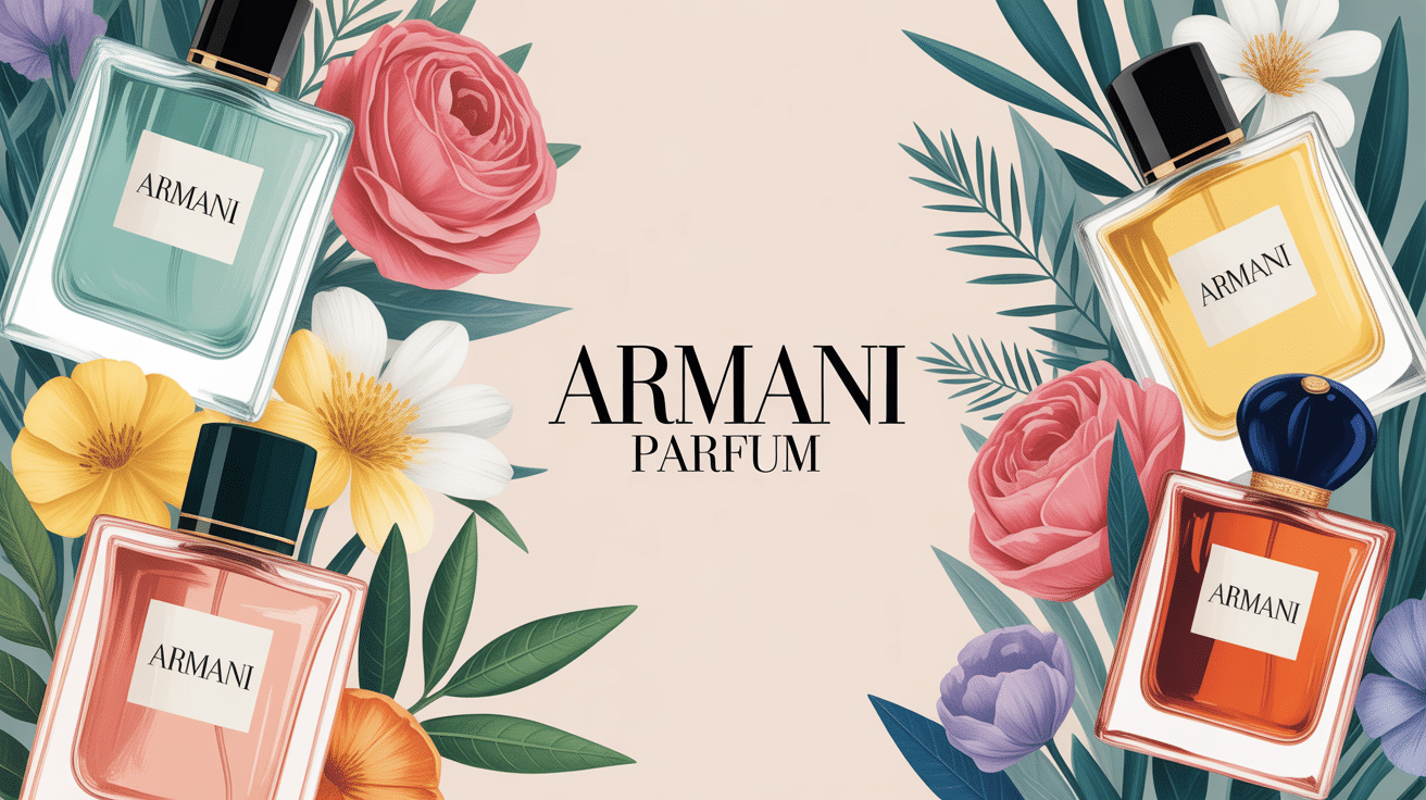 Illustration élégante armani parfum flacons luxe