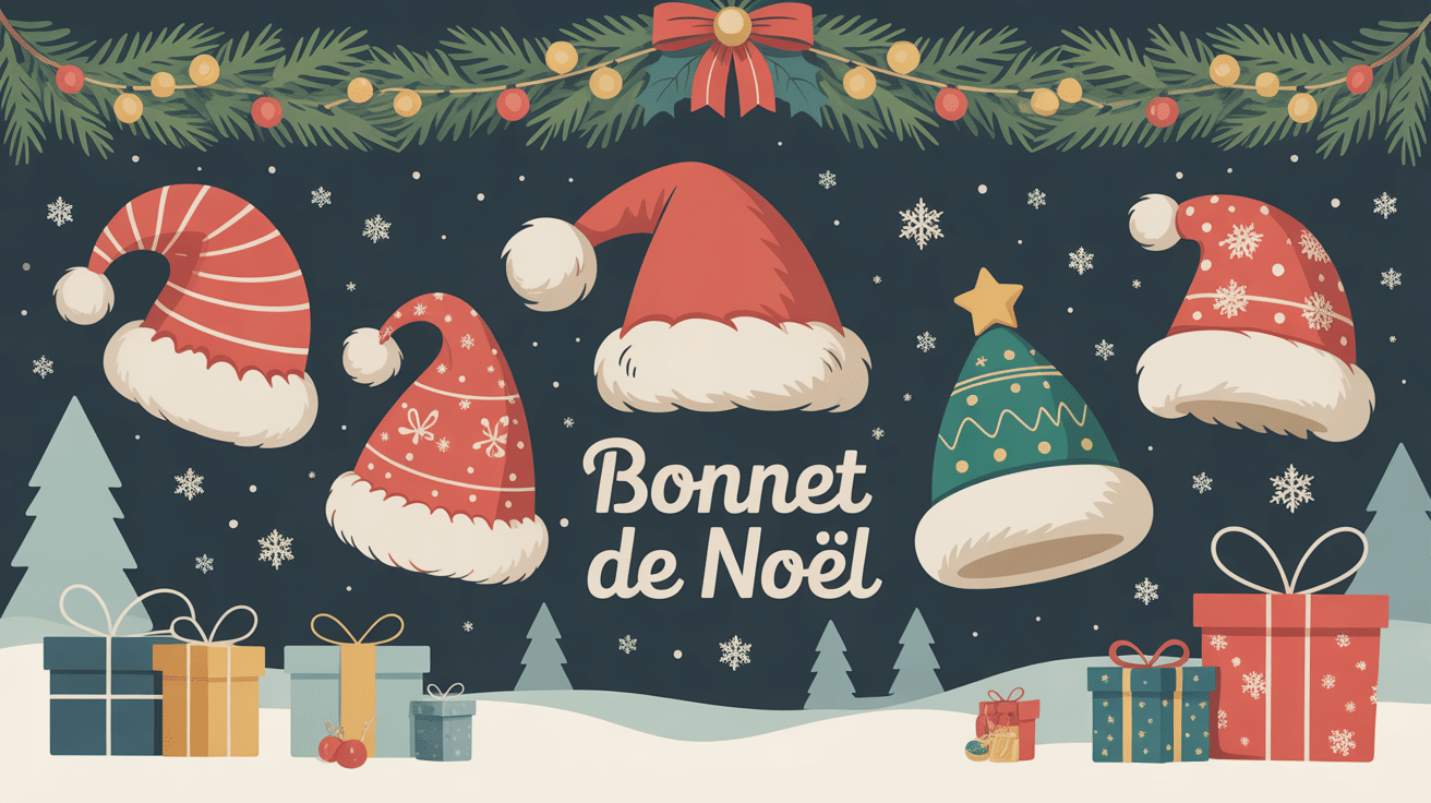illustration festive bonnet de noel styles variés