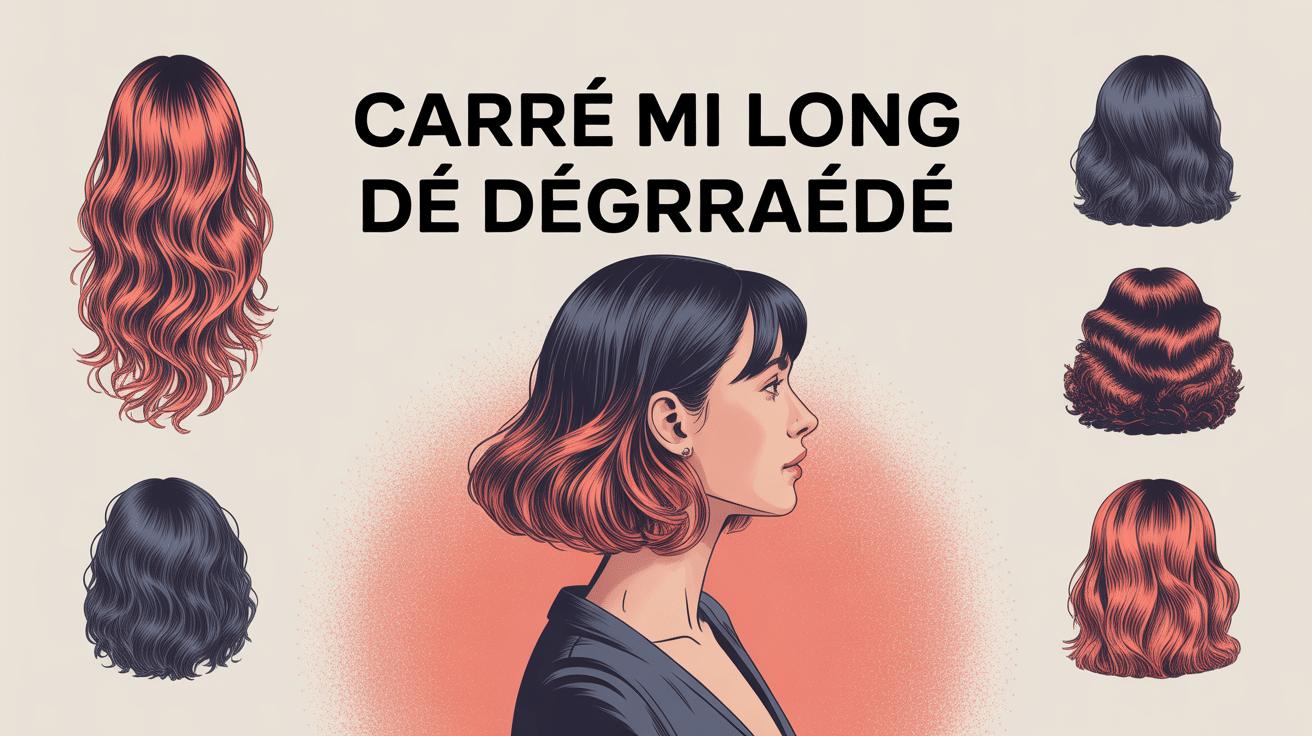 Femme profil carré mi long dégradé différentes textures