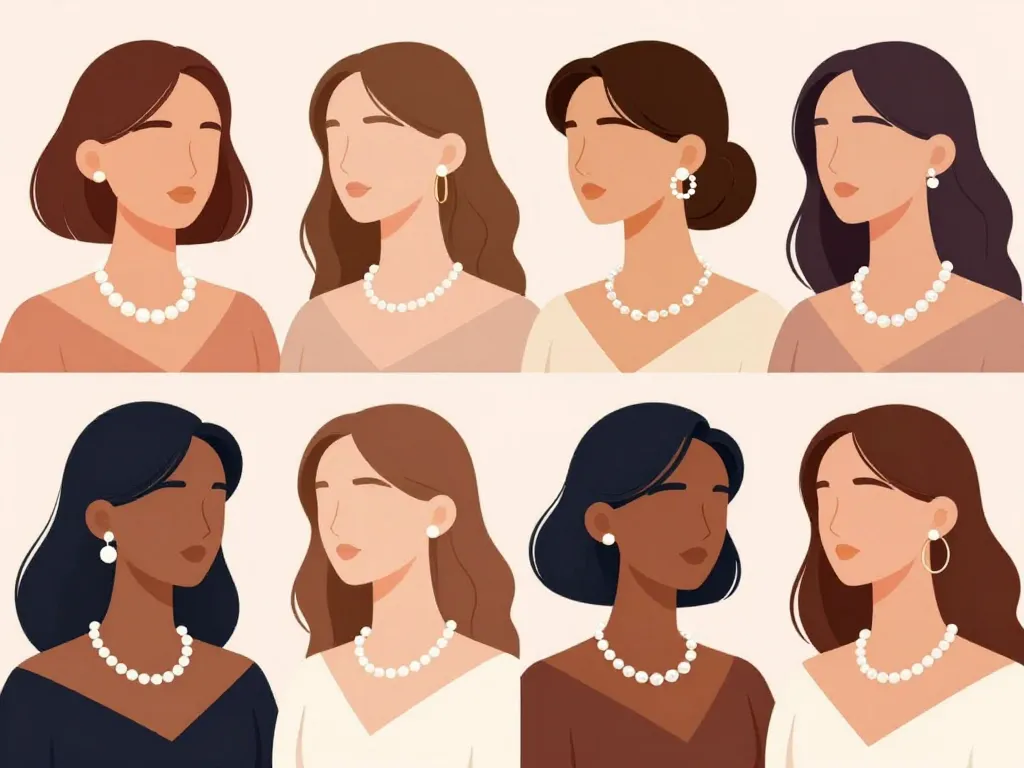 femmes portant collier de perles selon morphologie et style