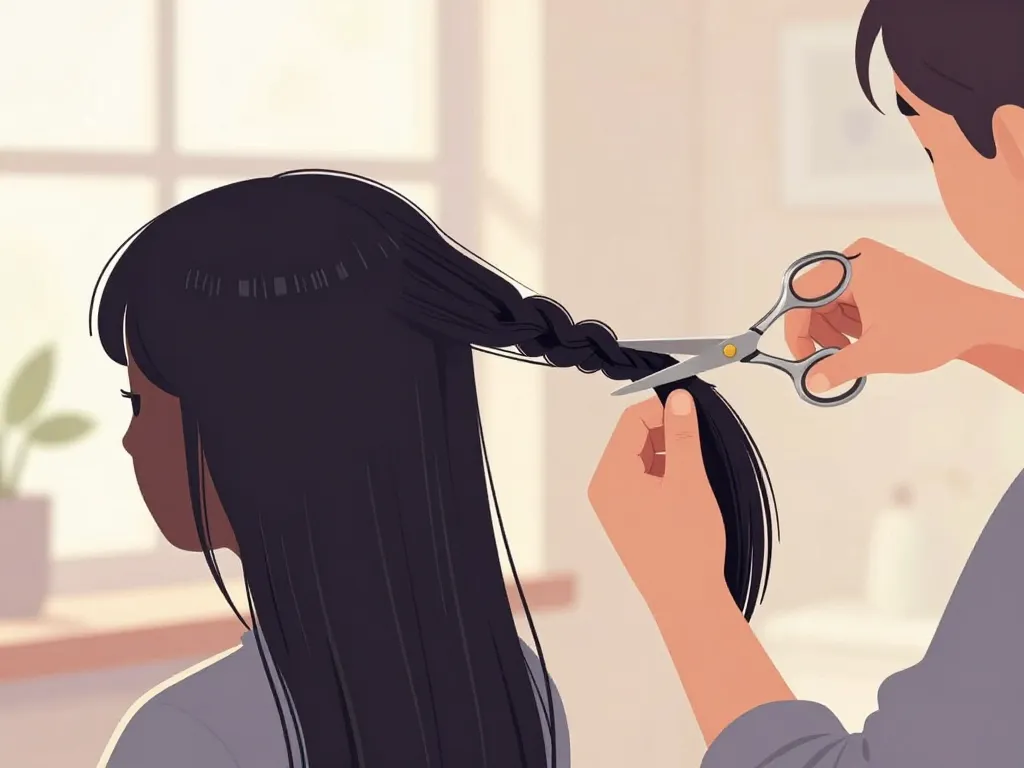 coupe fourche à domicile sur cheveux longs