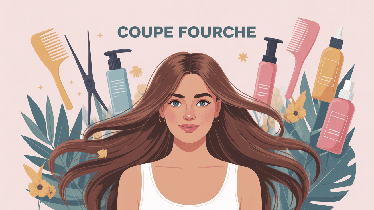 illustration coupe fourche et soins cheveux longs