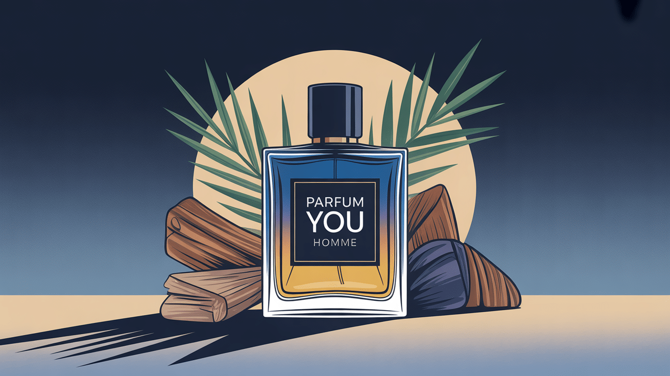 parfum you homme illustration flacon masculin moderne