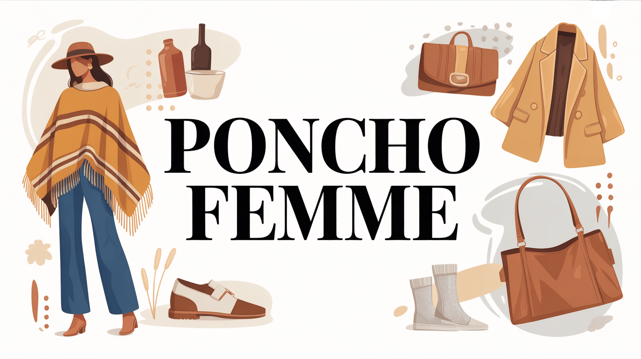 Illustration poncho femme mode élégante