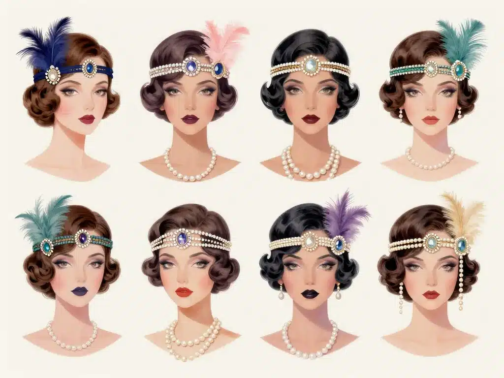 accessoires maquillage coiffure robe année 20 Charleston