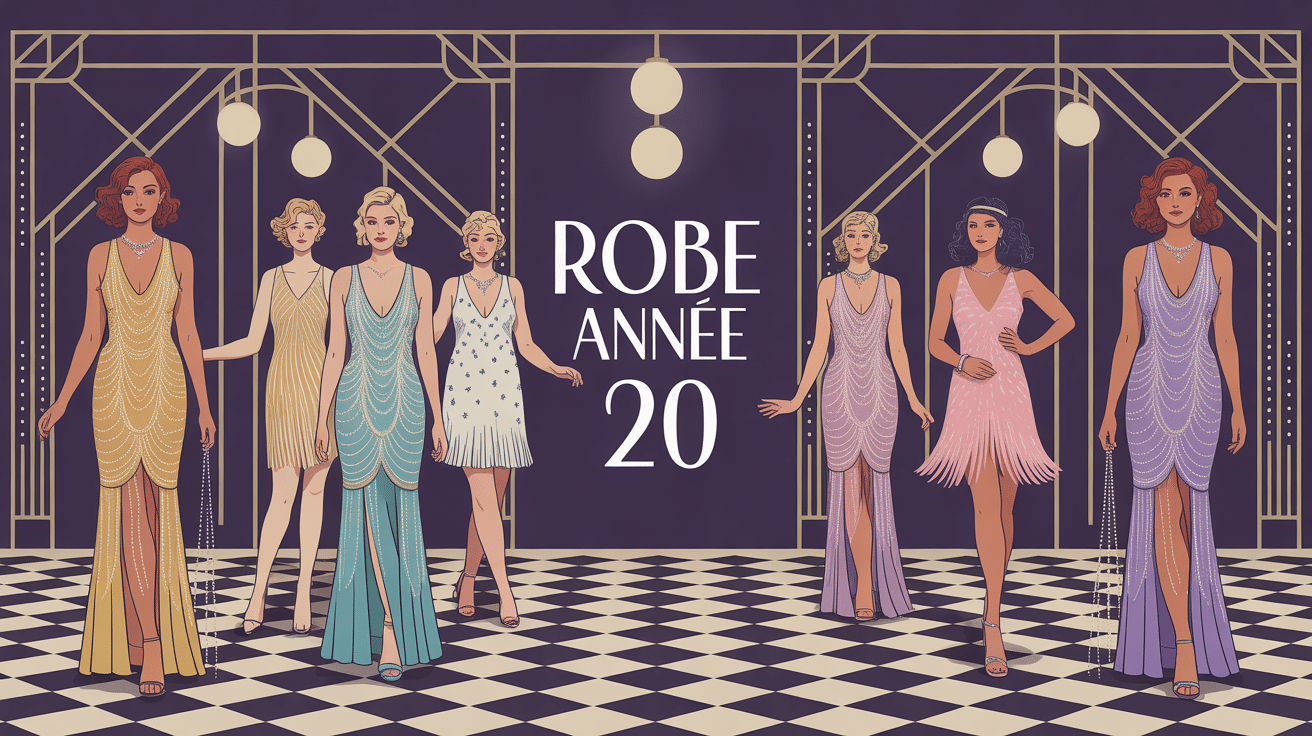 illustration robe année 20 Charleston soirée art déco