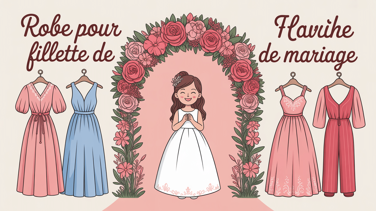 robe pour fillette mariage devant arche fleurie