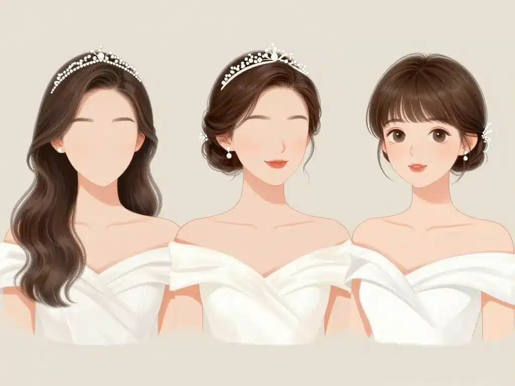 Trois mariées coiffure du mariage pour cheveux longs mi-longs courts