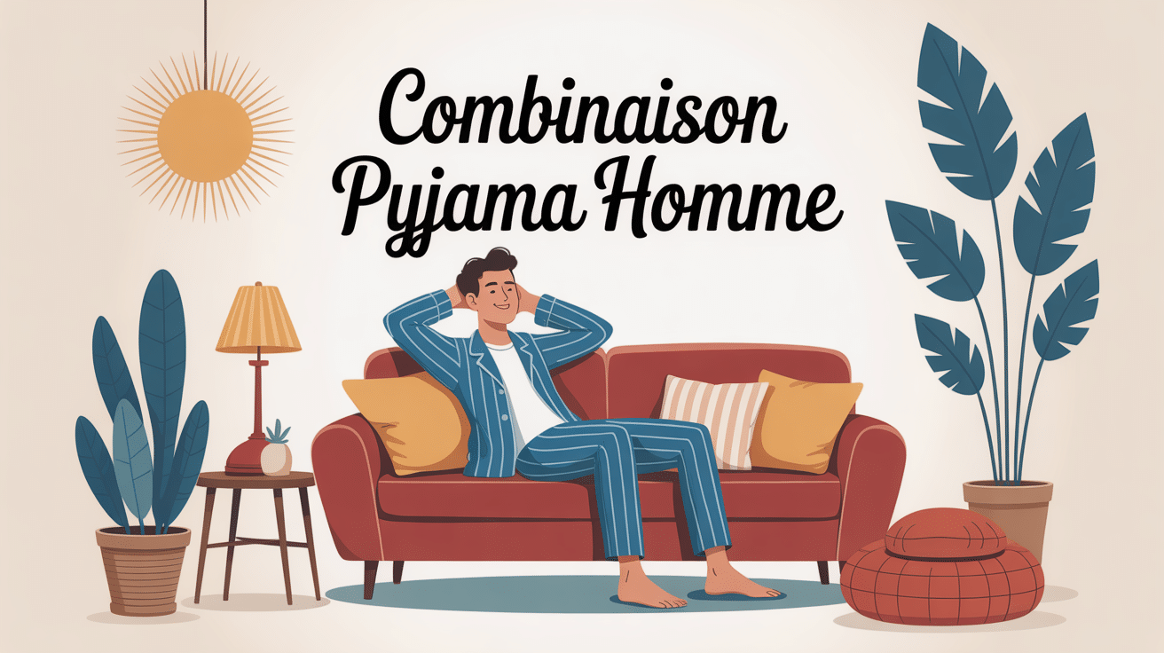 combinaison pyjama homme illustration cosy