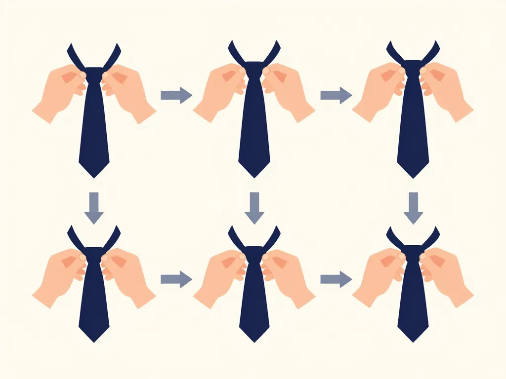 Schéma étapes pour réaliser un double noeud de cravate