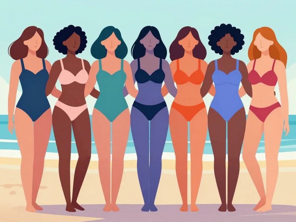 Femme en maillot de bain trop petit body positivité diversité silhouette