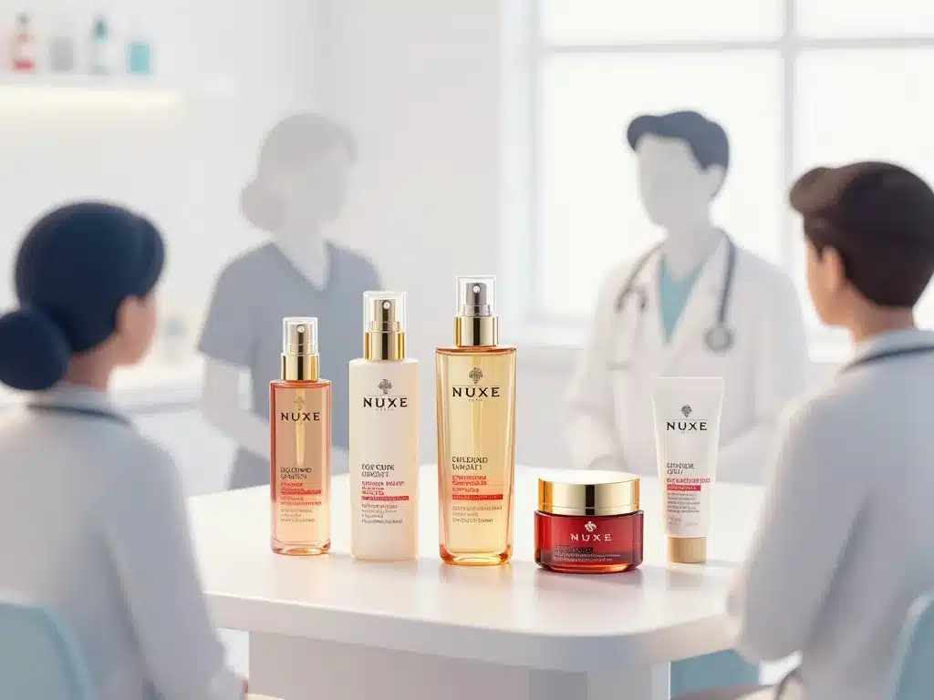 Nuxe avis dermatologue scènes produits et dermatologue