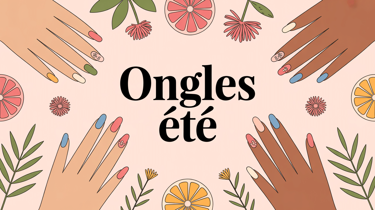 illustration ongle ete couleurs et motifs
