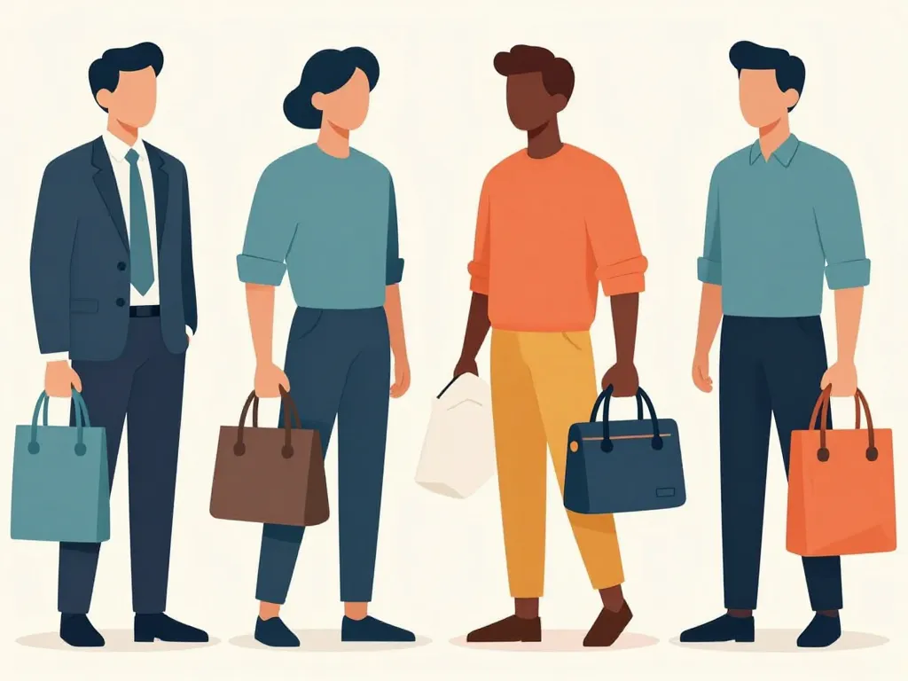 Hommes présentant diverses pochettes homme adaptées à leur style