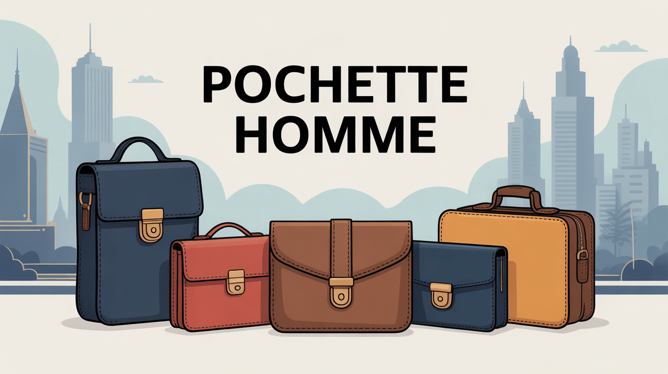 Visuel de différentes pochettes homme sur fond moderne