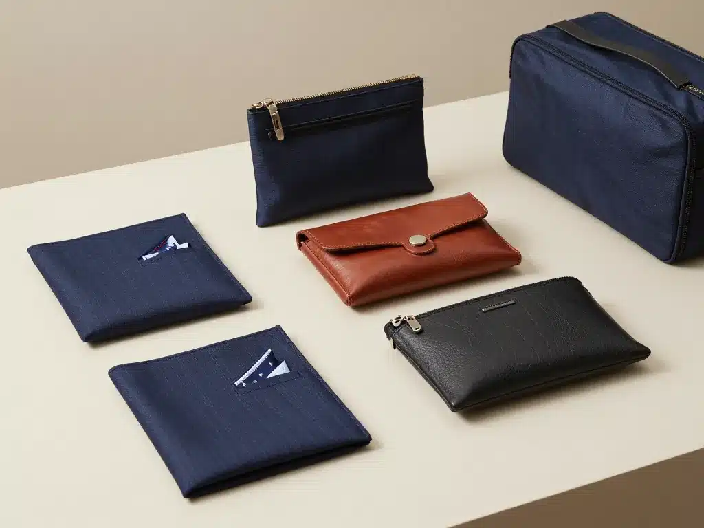 Différents types de pochette homme sur une table
