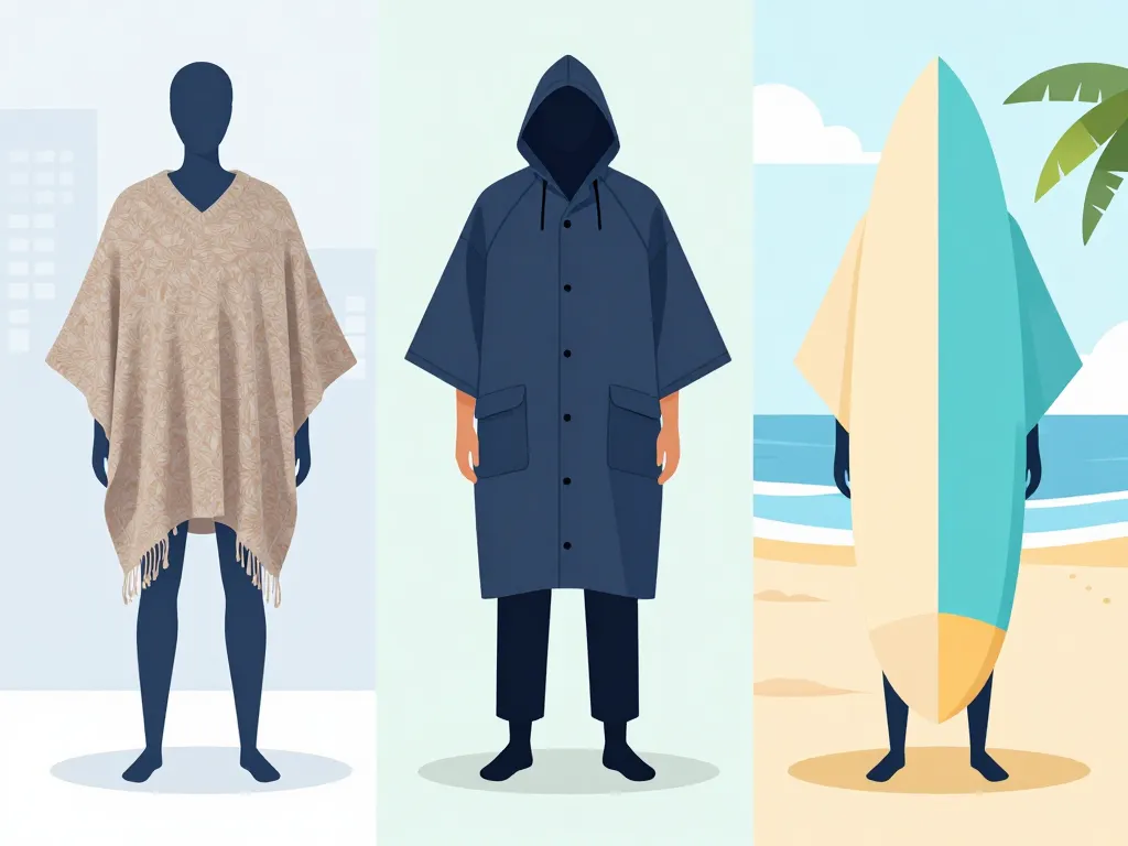 Comparatif visuel poncho laine pluie surf