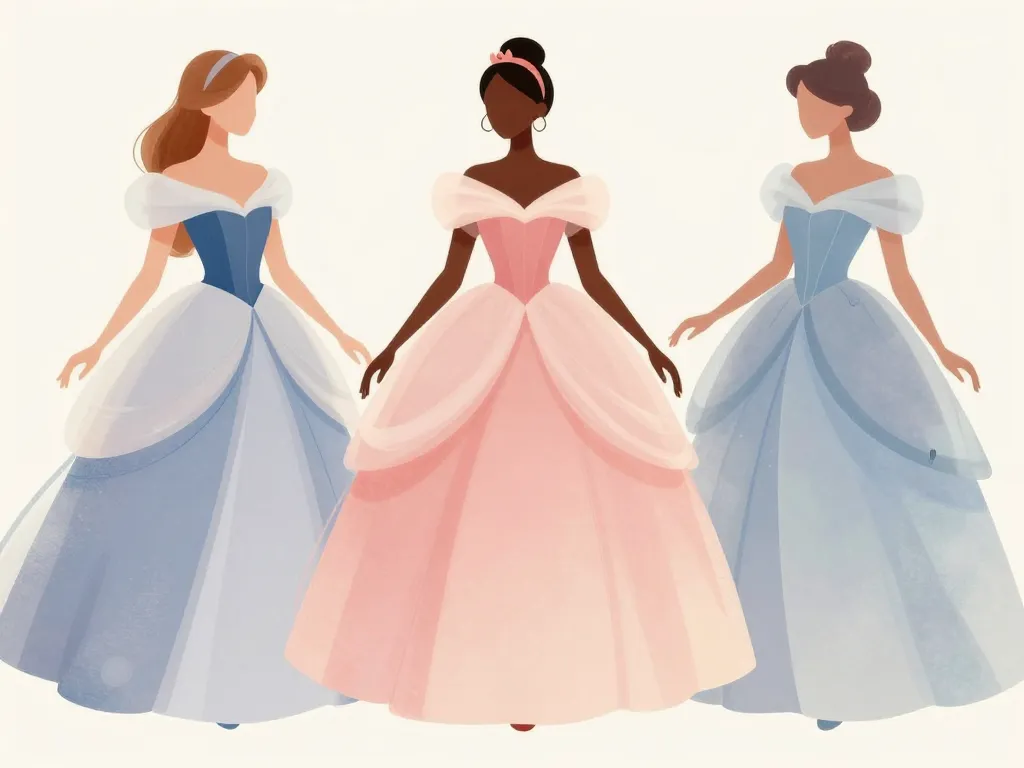Silhouettes femmes en robe de princesse adaptée morphologie