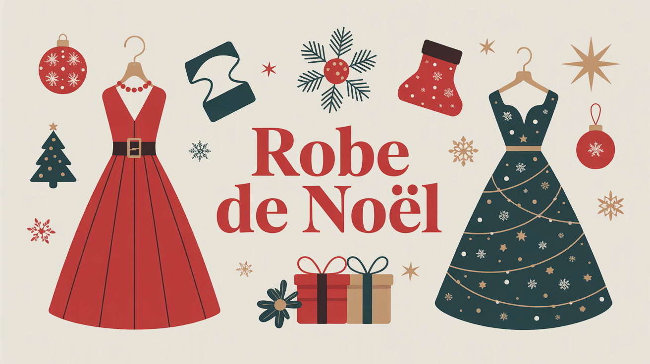 illustration femme robe noel festive