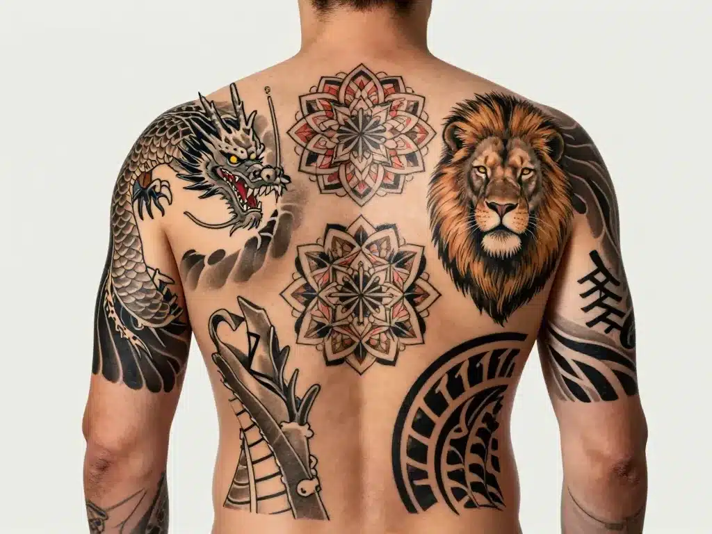 Différents styles de tatouage dorsale homme