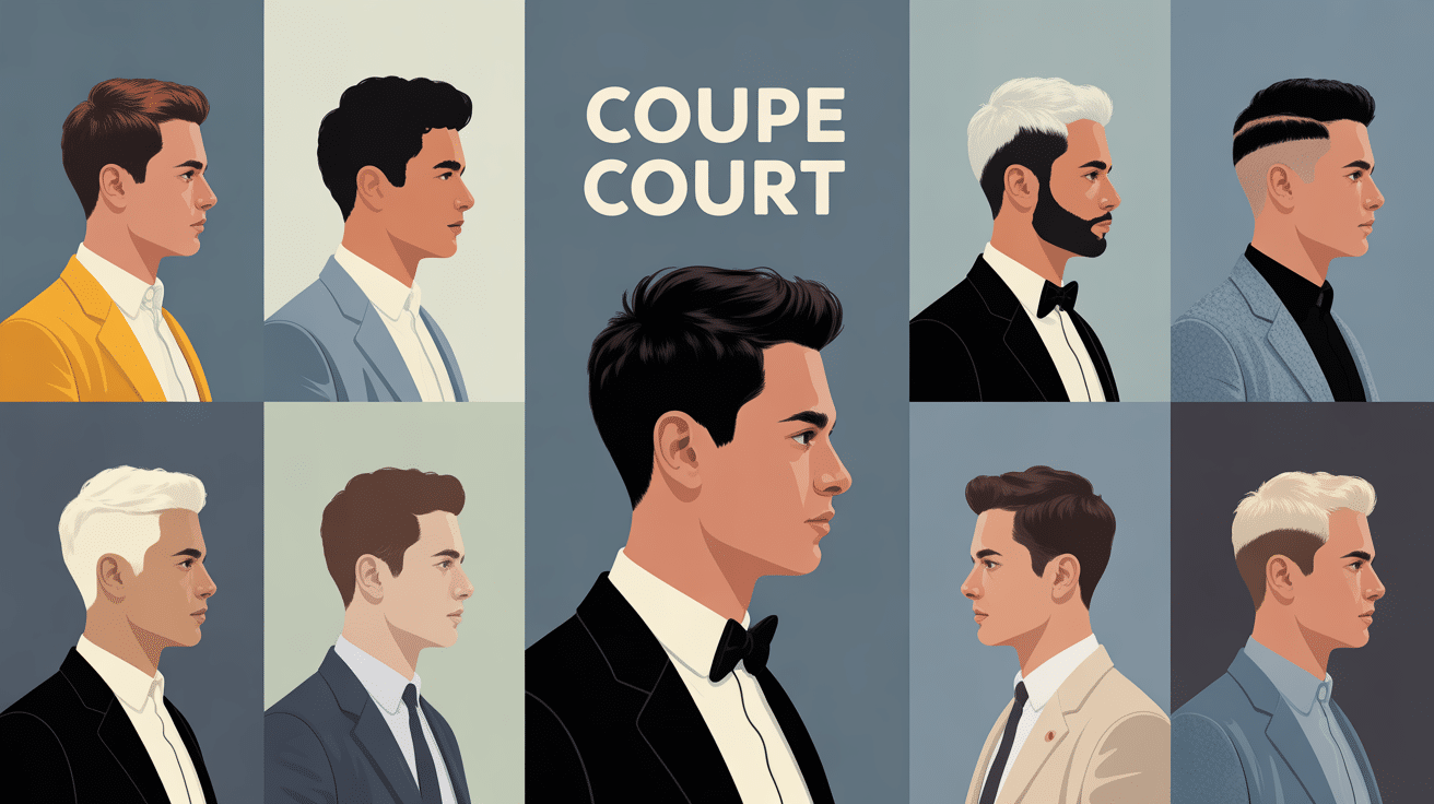 Illustration tendance coupe homme court silhouettes variées