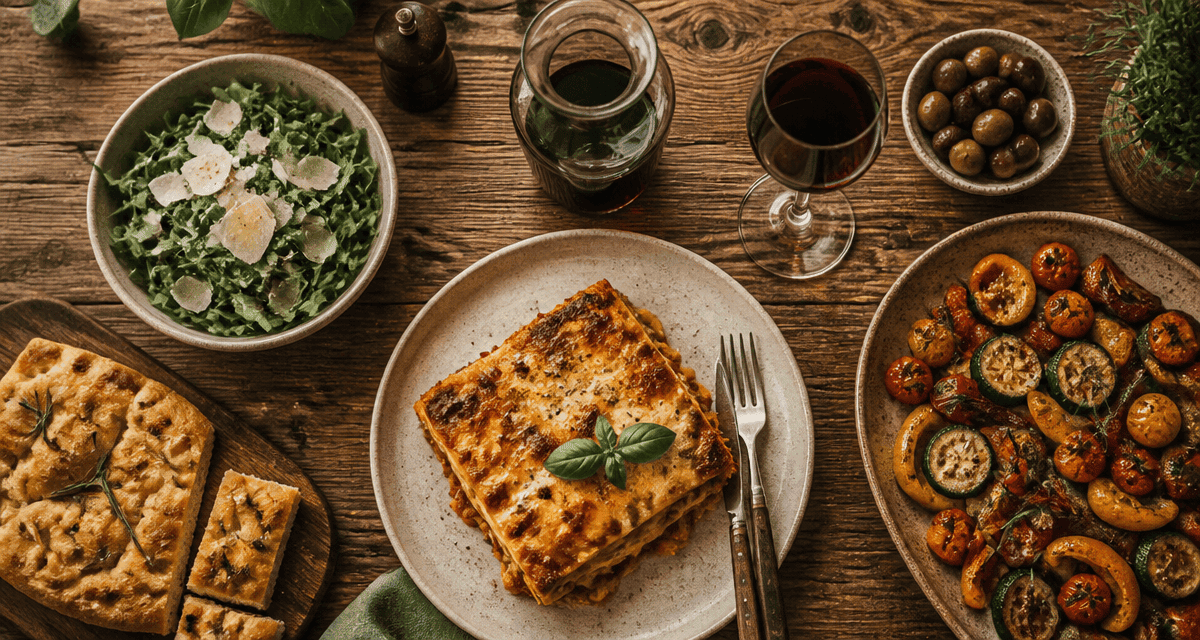 accompagnement pour lasagne avec salade et légumes
