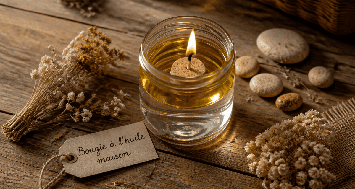 comment faire une bougie sans cire bocal huile allumée