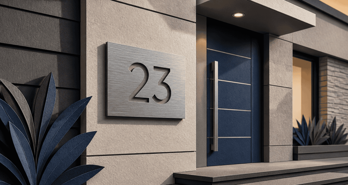 numero de maison design alu brosse sur facade moderne