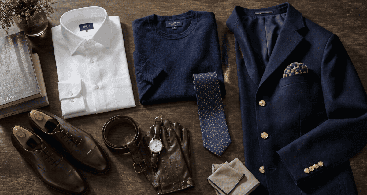 style bcbg homme tenue élégante flat-lay