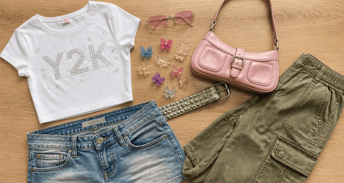 tenue annee 2000 flat-lay Y2K