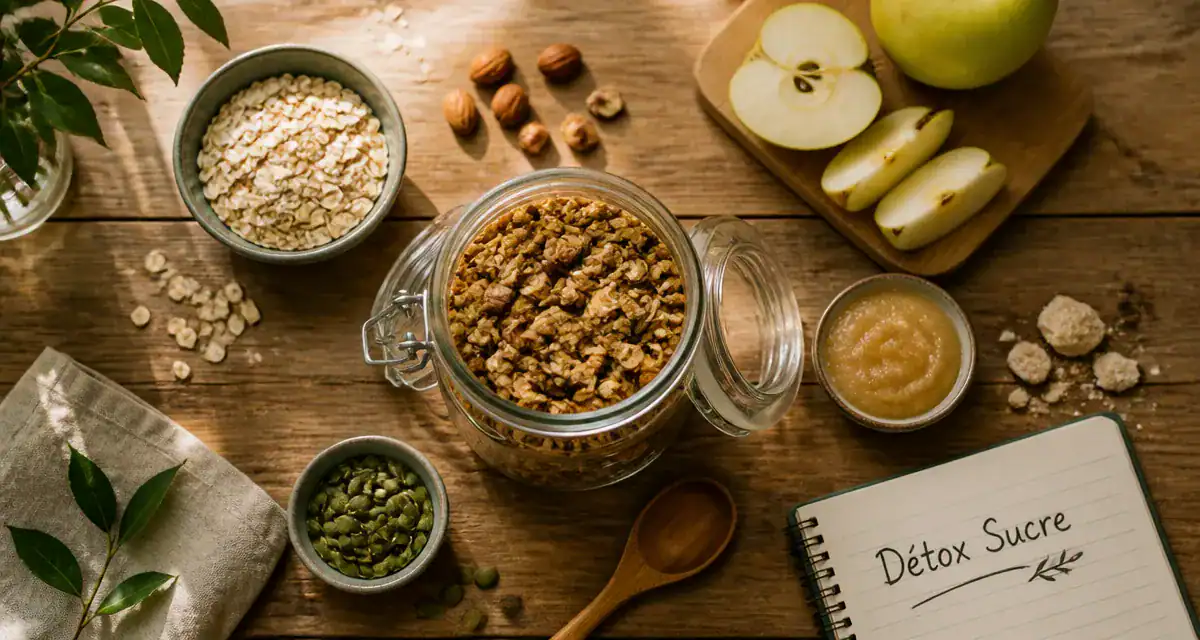 10 conseils pour se desintoxiquer du sucre, granola maison et ingrédients naturels