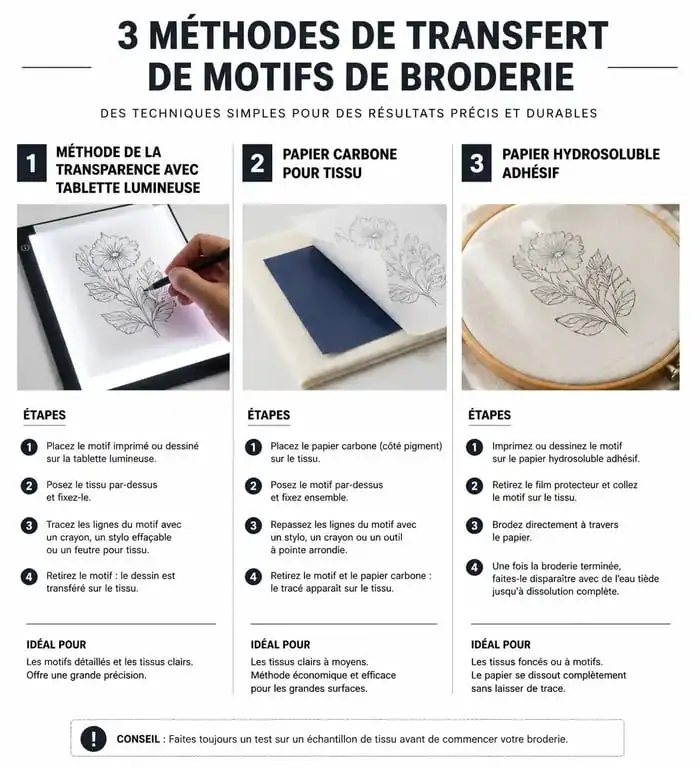 Infographie des méthodes de transfert pour motif broderie main gratuit pdf