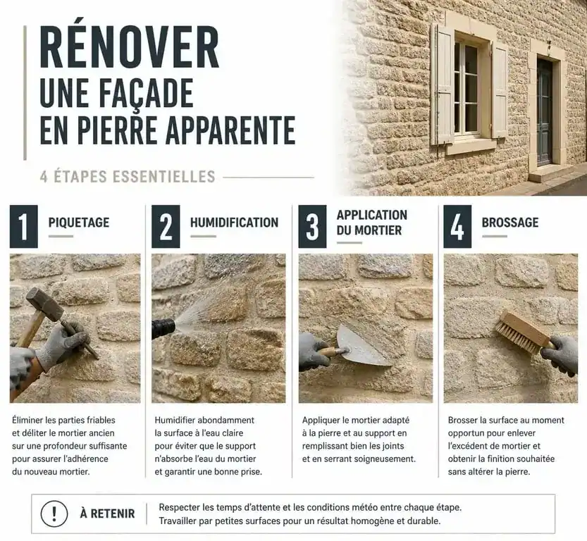 Les 4 étapes clés pour la rénovation d'une façade en pierre apparente