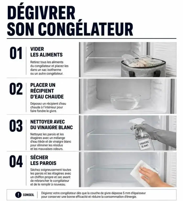 Étapes pour dégivrer un congélateur efficacement et rapidement