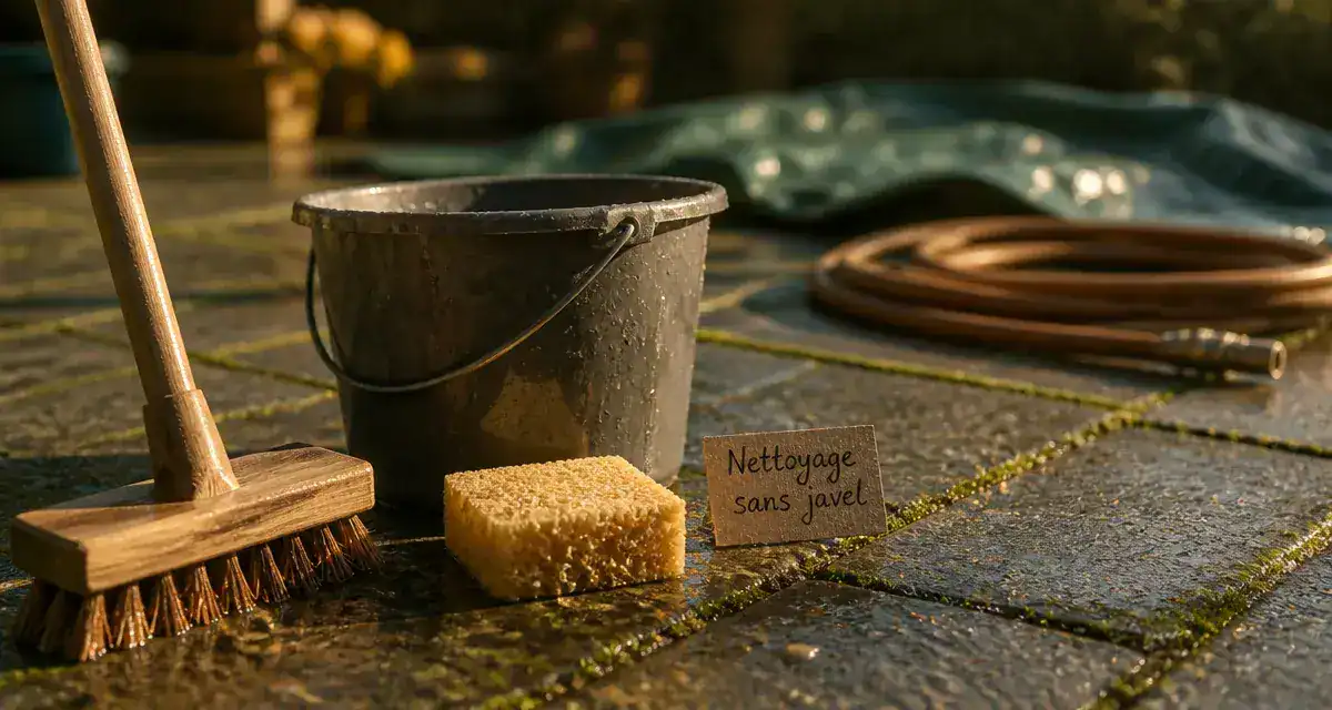 Nettoyage dalle terrasse javel : dalles, joints et mousse, méthode sans javel