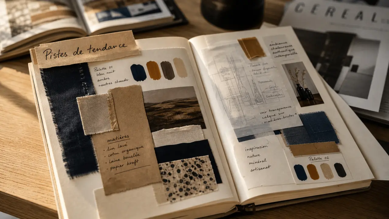 Cahier de tendance sur table : échantillons et planches pour décider des tendances