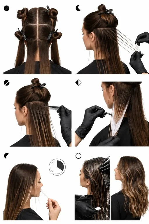 Illustration des étapes pour savoir comment faire un balayage à la maison