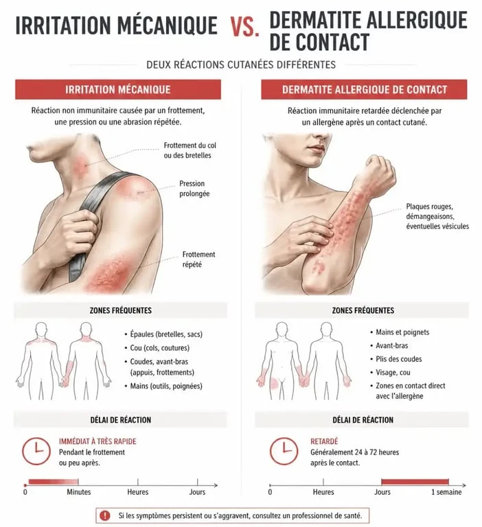Différence entre irritation et allergie vetement