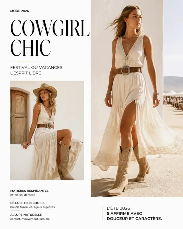 Comment adopter le style cowgirl chic pour la saison 2026 en version festival ou vacances
