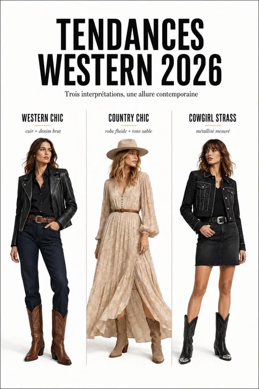 Comment adopter le style cowgirl chic pour la saison 2026 avec les variantes western chic, country chic et cowgirl en strass